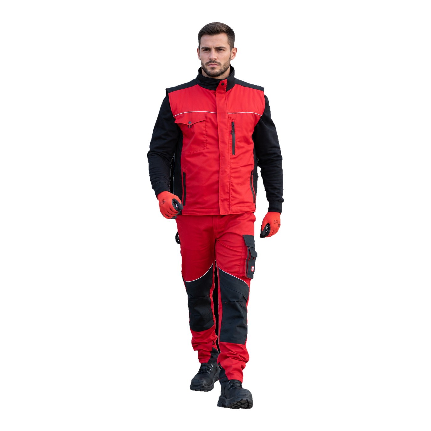 CHICAGO RED podloženi delovni brezrokavnik, rdeča/črna 3