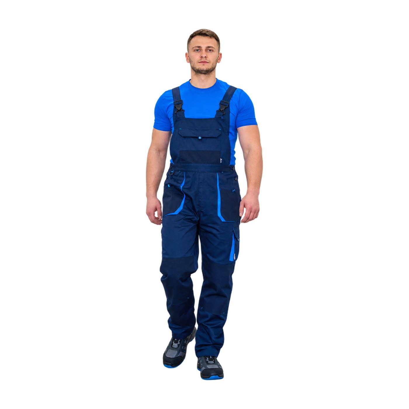 HAMMER EXPERT BLUE delovne hlače z naramnicami, temno modre/azurno modre