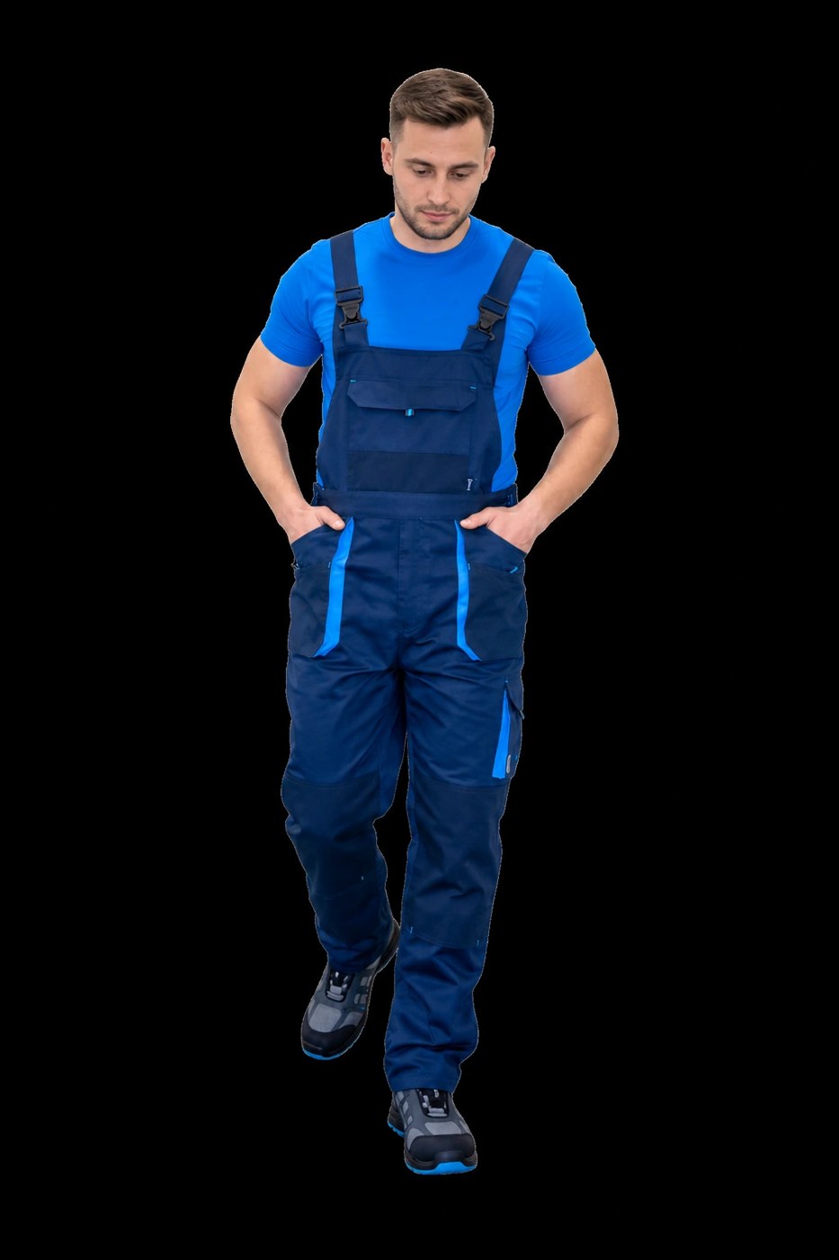 HAMMER EXPERT BLUE delovne hlače z naramnicami, temno modre/azurno modre 3