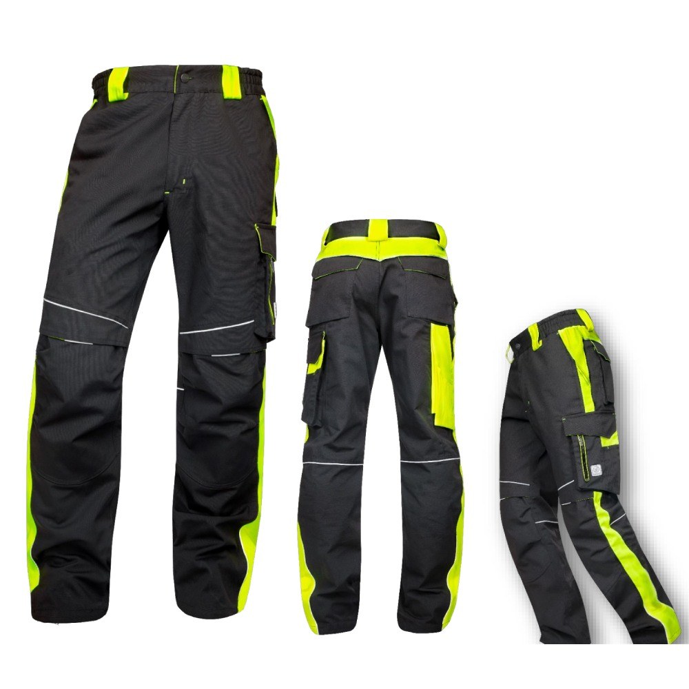NEON delovne hlače do pasu, črna/fluo rumena, siva/fluo rdeča