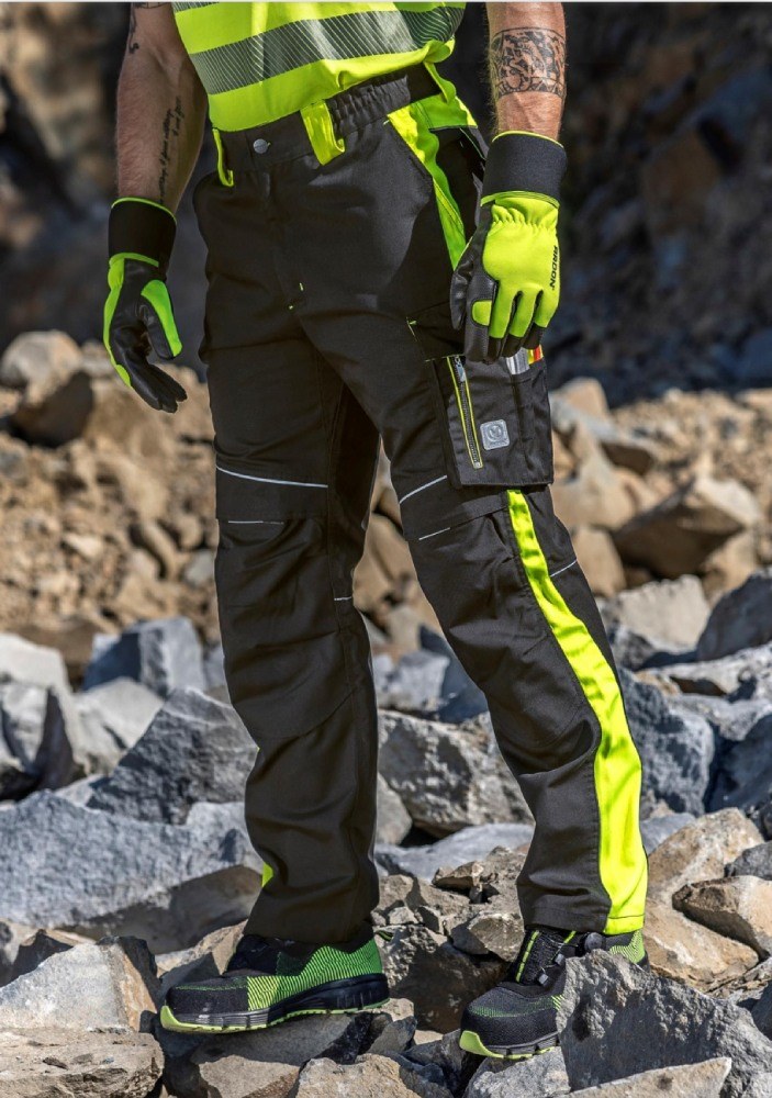 NEON delovne hlače do pasu, črna/fluo rumena, siva/fluo rdeča 3