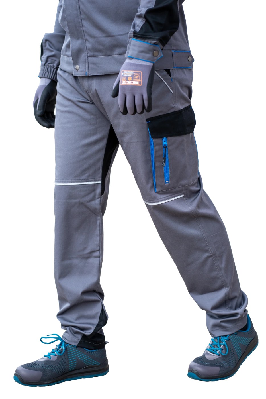 NO LIMITS FLEXY delovne hlače, sive/črne 4